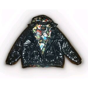Members Only x Nickelodeon Black Puffer Jacket Coat Size Large Shiny Nostalgic